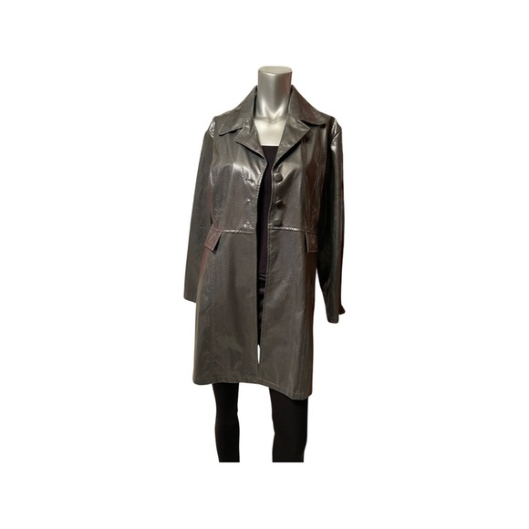 Vintage T.Z faux snake and faux leather gray button closure size M women coat - Picture 4 of 7